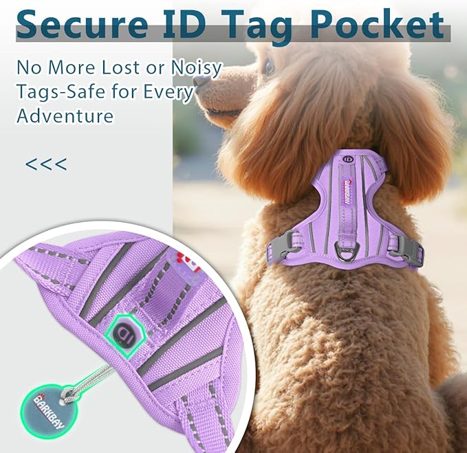 BARKBAY Dog Harness No Pull Oxford with ID Tag Pocket - Heavy Duty, Reflective, Easy Control for Large Dogs(Violet Purple Oxford,S)