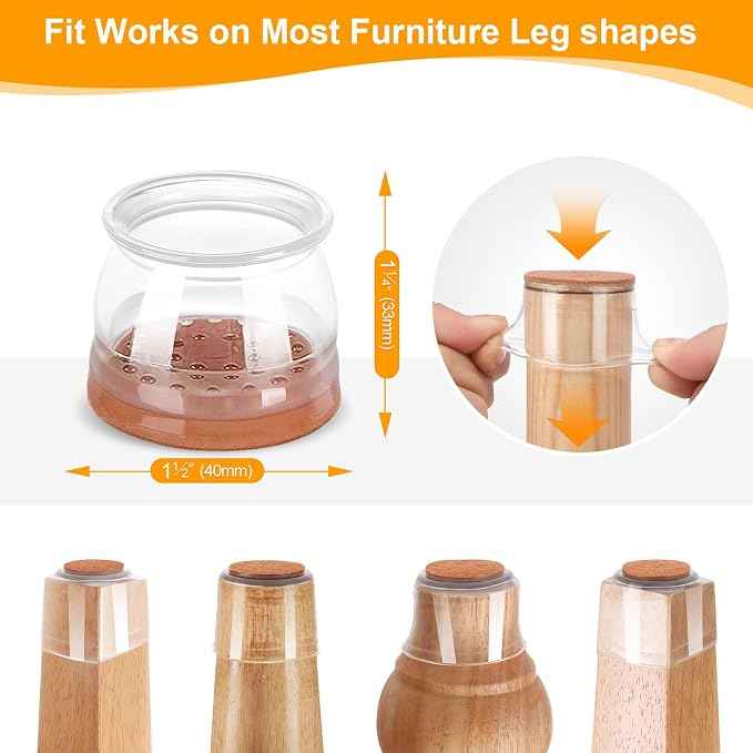 CHUNZEXI 24 Pack Chair Leg Floor Protectors