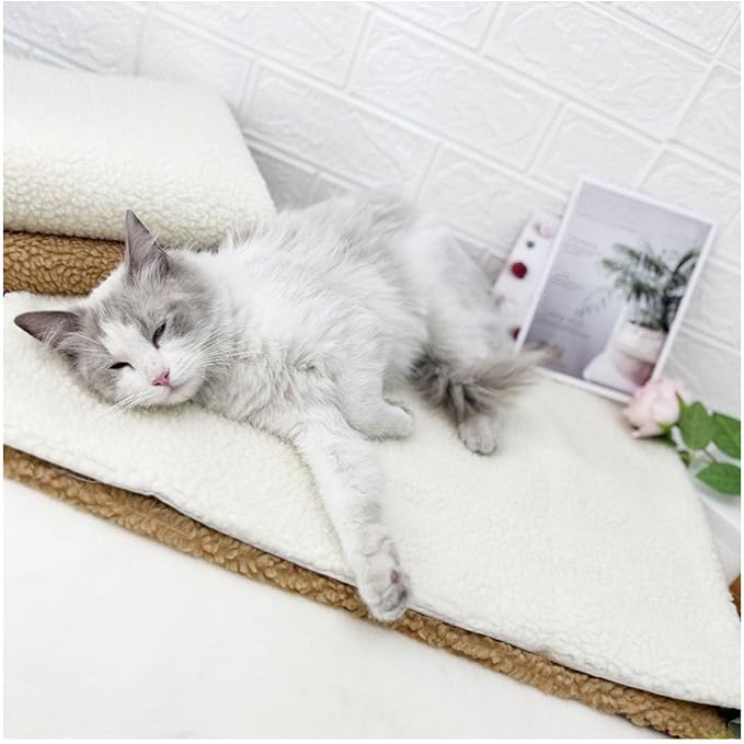 Dog Bed Pad Soft Comfortable Faux Lamb Wool Pet Sleeping Mat Durable Pet Bed Mat for Indoor Use Gift for Dogs Cats Small Medium Large Pets (White)