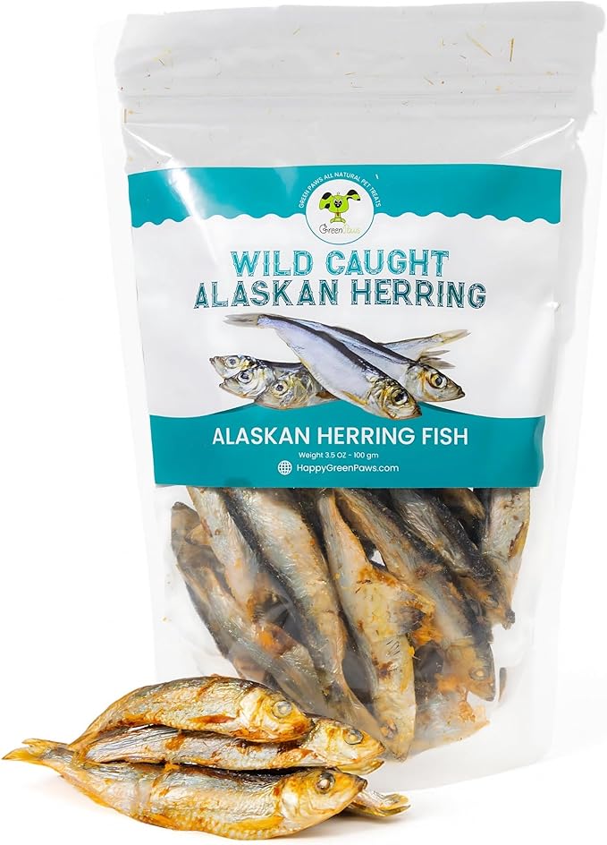 Happy Gluten Free Herring Dog Treats – Wild-Caught Dried Fish for Dogs & Cats – Single Ingredient, High Protein Fish Treats – Made in Alaska (3.5 oz)