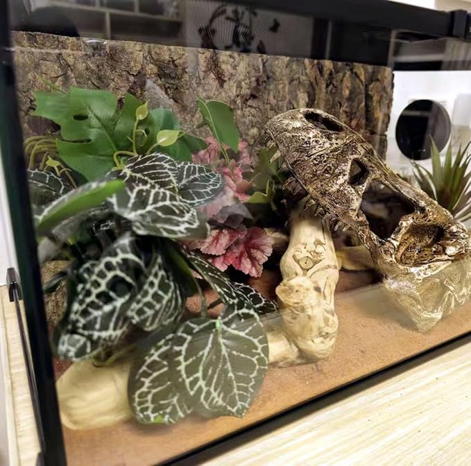 Reptile Plants for Terrarium,Amphibian Habitat Decor,Artificial Plants for Gecko Chameleon Snake Tortoise Bearded Dragon Tank Accessories with Base（Anthurium Crystallinum）