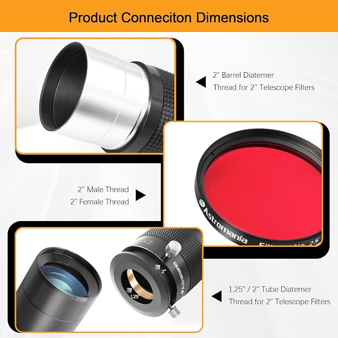 Astromania Telescope Accessory Set 12 Piece, 2 Inch Eyepiece and Filter