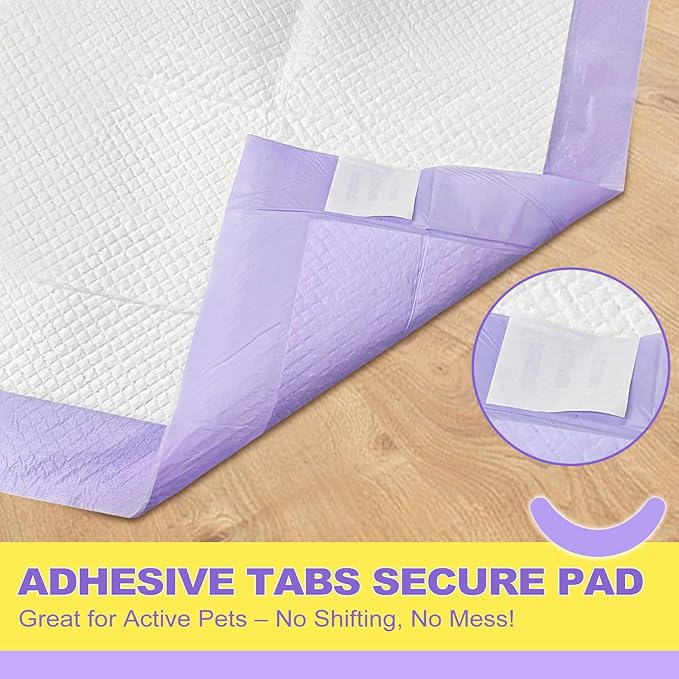 MIZOK Puppy Pads 28x34in Lavender Scented, Dog Pee Pads Extra Large Odor Eliminating Ultra Absorbent Up to 8 Cups, 6 Layers Leak-Proof & Quick-Dry Purple (40 Counts)