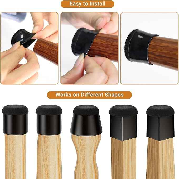 24 PCS Silicone Chair Leg Floor Protectors Medium Fit Rubber Felt Furniture