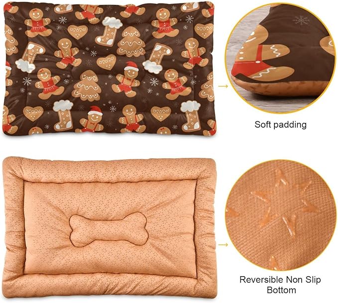 Pet Bed Christmas Gingerbread Cookies Dog Bed Mat Absorbing Non Slip Pad Pet Sleeping Mat for Small, Medium, and Large Dogs Puppy Cat 36 in x 24 in