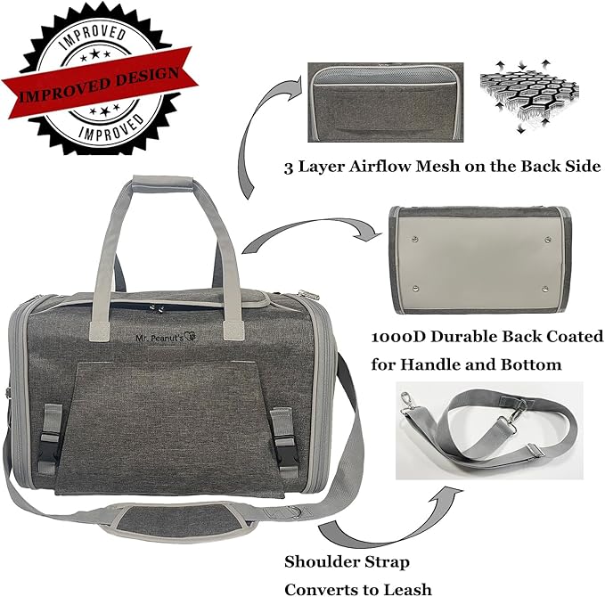 Mr. Peanut's Gold Series Standard Size Airline Compliant Expandable Pet Carrier V3.0 (Deja Blue)