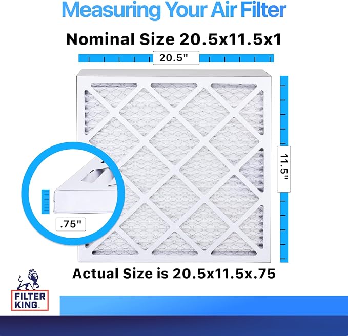 Filter King 20.5x11.5x1 Air Filter | 4-PACK | MERV 8 HVAC Pleated A/C Furnace
