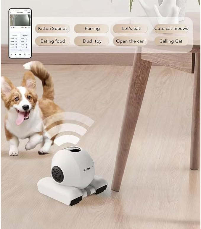 FOSA Home Security Camera on Wheels, Movable Pet Camera, WiFi Motion Detection 2 Way Talk Indoor Cam with APP Teasing Pet Functions