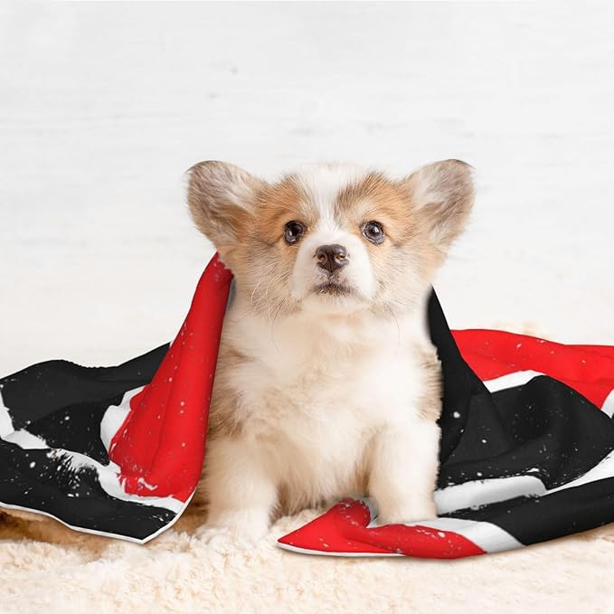 Two Sided Plush Pet Blanket for Crates Carriers Home Use, Trinidad and Tobago Flag, Reversible Throw with Cozy Dot Fabric and Silky Reverse for Small Large Pets