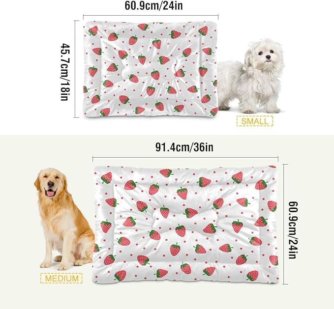 Strawberry Fruit Pet Bed Cute Dog Bed Mat Absorbing Non Slip Pad Pet Sleeping Mat for Small, Medium, and Large Dogs Puppy Cat 24 in x 18 in