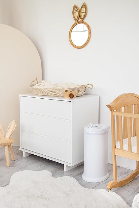 Ubbi Steel Diaper Pail, Odor Locking, No Special Bag Required, Award-Winning, Registry Must-Have, White