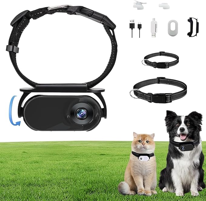 Waterproof Dog Camera 2.0-1080p Pet Action Camera with Real-time Feed, Mini Wireless Cat Camera, Includes 32gb Sd Card for Pets & Dogs Black