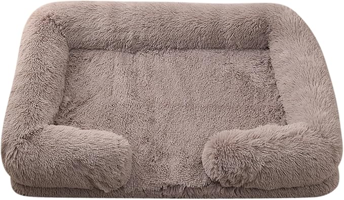 Dog Beds Large Sized dog Orthopedic, Sofa Dog Bed with Waterproof Lining and Nonskid Bottom, Rectangle Washable Dog Bed for Medium Small Dogs and Cats Comfortable ( Color : Brown2 , Size : 23 x 18" )