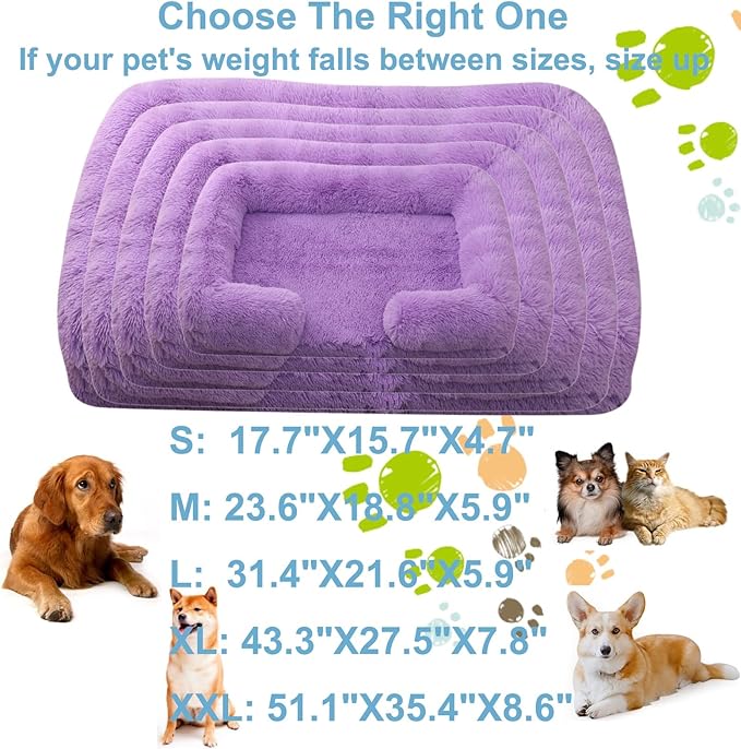 Dog Beds Large Sized dog Orthopedic, Sofa Dog Bed with Waterproof Lining and Nonskid Bottom, Rectangle Washable Dog Bed for Medium Small Dogs and Cats Comfortable ( Color : Purple , Size : 23 x 18" )