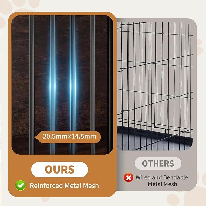 63 Inch Dog Crate Furniture with Double Doors, Modern Farmhouse Indoor Kennel for Small to Medium Dogs, Dual Drawer Storage TV Stand, Media Console and Sideboard, Versatile Pet Cabinet