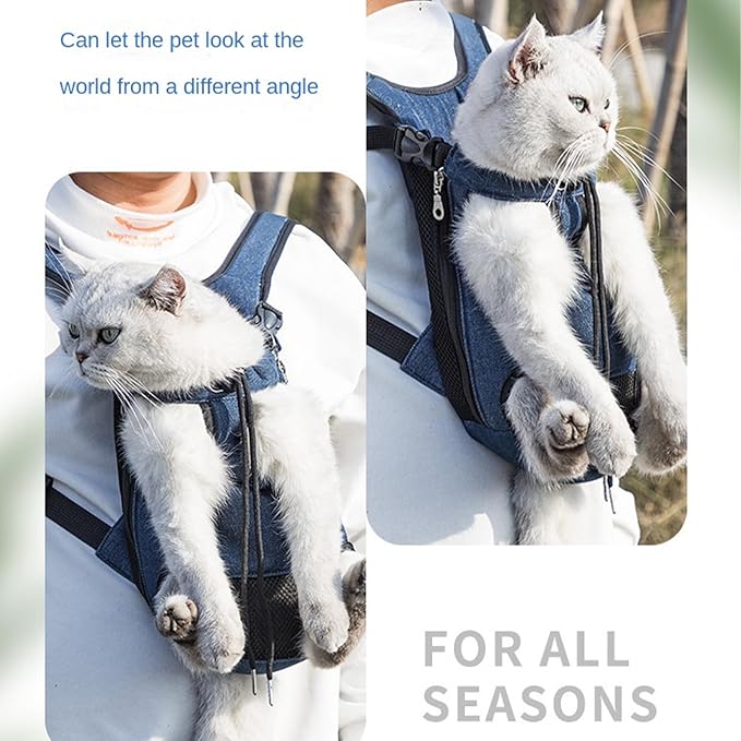 Portable Pet Carrier Backpack, Adjustable Pet Front Cat Dog Carrier Backpack Travel Bag for Small Medium Dogs Cats Puppies, Cat Backpack Carrier for Hiking Cycling (A, XL)