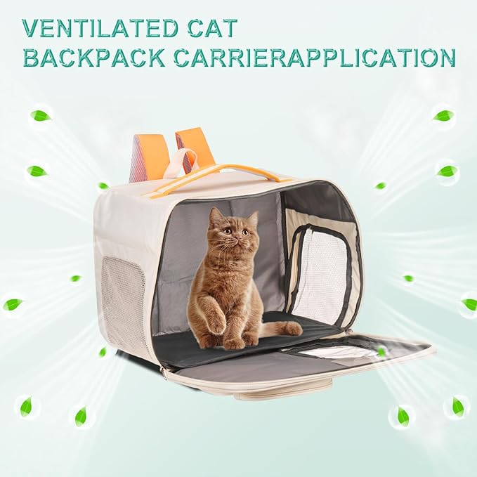 Cat Backpack Carrier, Breathable Dog Carrier Pet Supplies for Cats or Small Dogs Puppies, Intended for Hiking/Camping/Traveling (Yellow, 16"x10"x12")