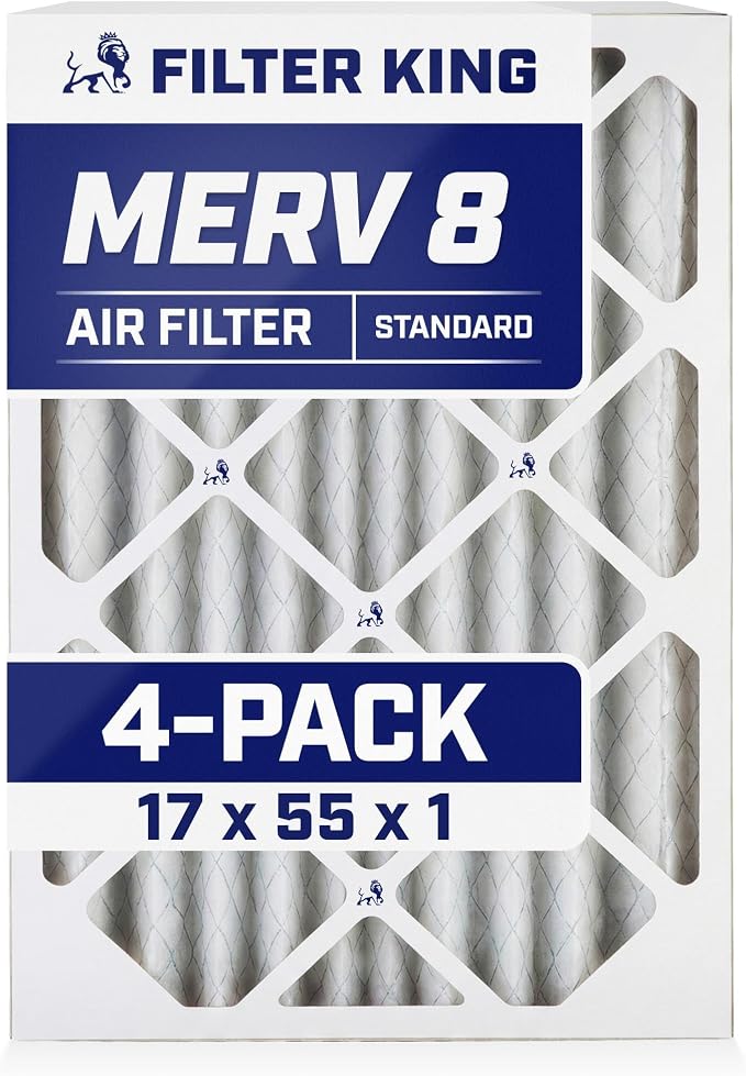 Filter King 17x55x1 Air Filter | 4-PACK | MERV 8 HVAC Pleated A/C Furnace