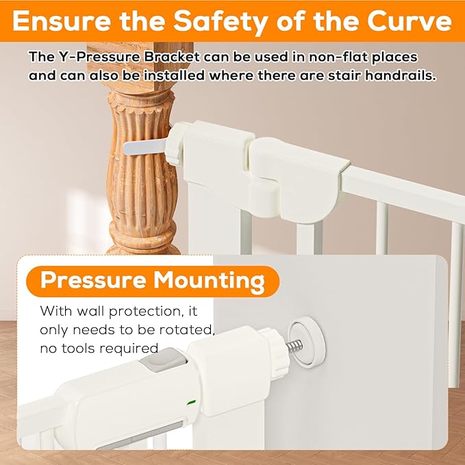 29.5-59.8" Magnetic Baby Gate for Stairs, Baby Safety Essentials, Auto Close Gate for Doorways, Easy Install Pressure Mounted Dog Gate Indoor, Pet Gates for Dogs, White