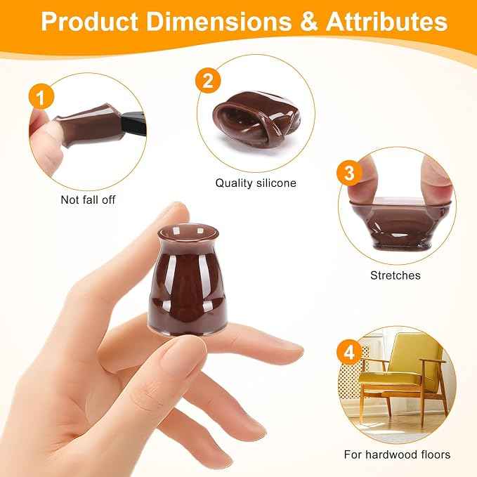 CHUNZEXI 16 Pack Extra Small Chair Leg Floor Protectors