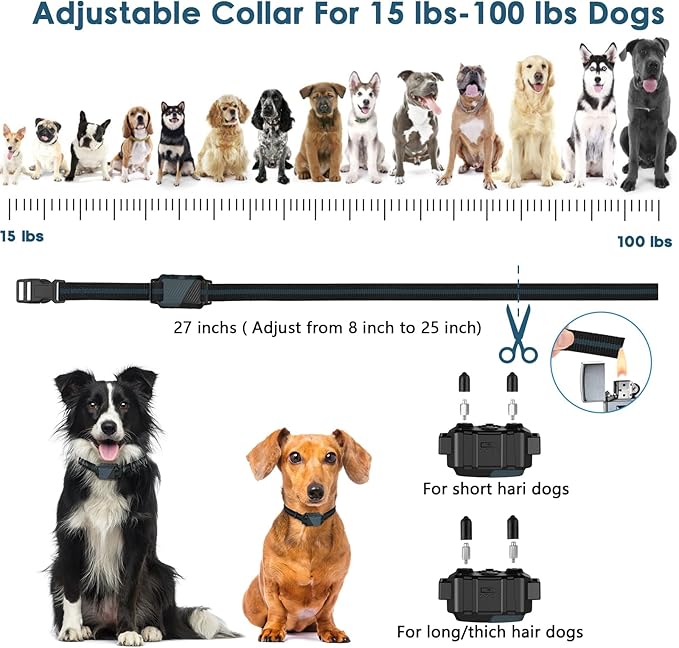 Shock Collar for Dogs, IP67 Waterproof Dog Training Collar with Remote, 3 Training Modes with Beep, Vibration, and Safe Static, Rechargeable E Collar for Large Medium