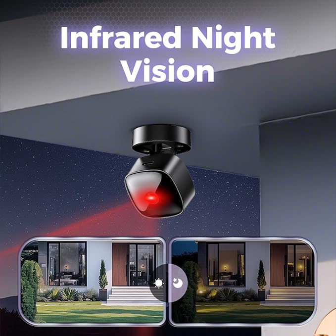 Vikye Indoor Security Camera, 2.4GHz 1080P 360 WiFi Camera with Phone App, Motion Detection, Infrared Night Vision, Pet Dog Baby