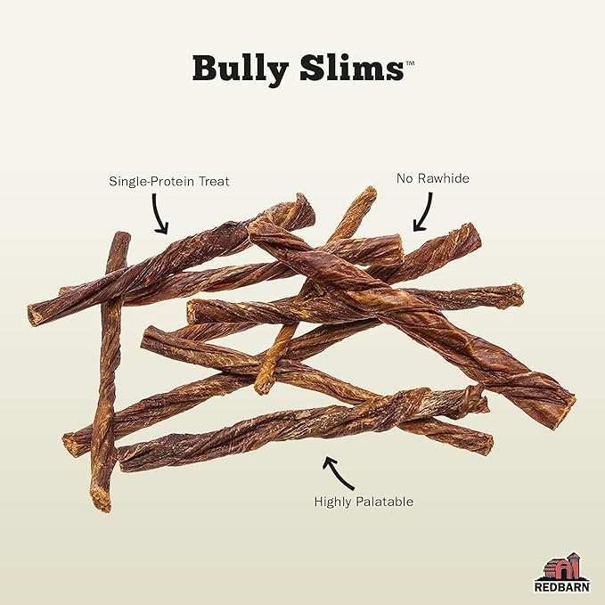 Redbarn Pet Products Natural Bully Slims Beef Chews for Dogs - 4.7 Oz Case of 10 Bags - Natural, Grain-Free, Highly Palatable, Highly Digestible Esophagus Treats