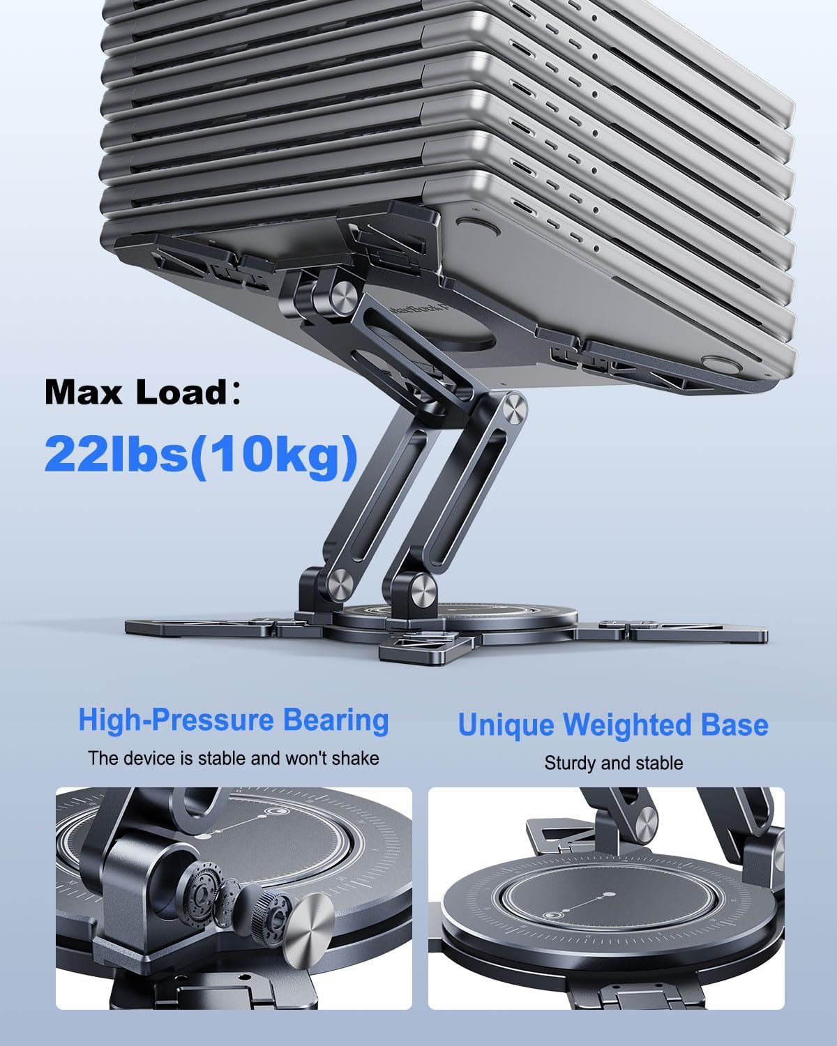 Laptop Stand for Desk,360°Rotating Aluminum Ergonomic Computer Riser