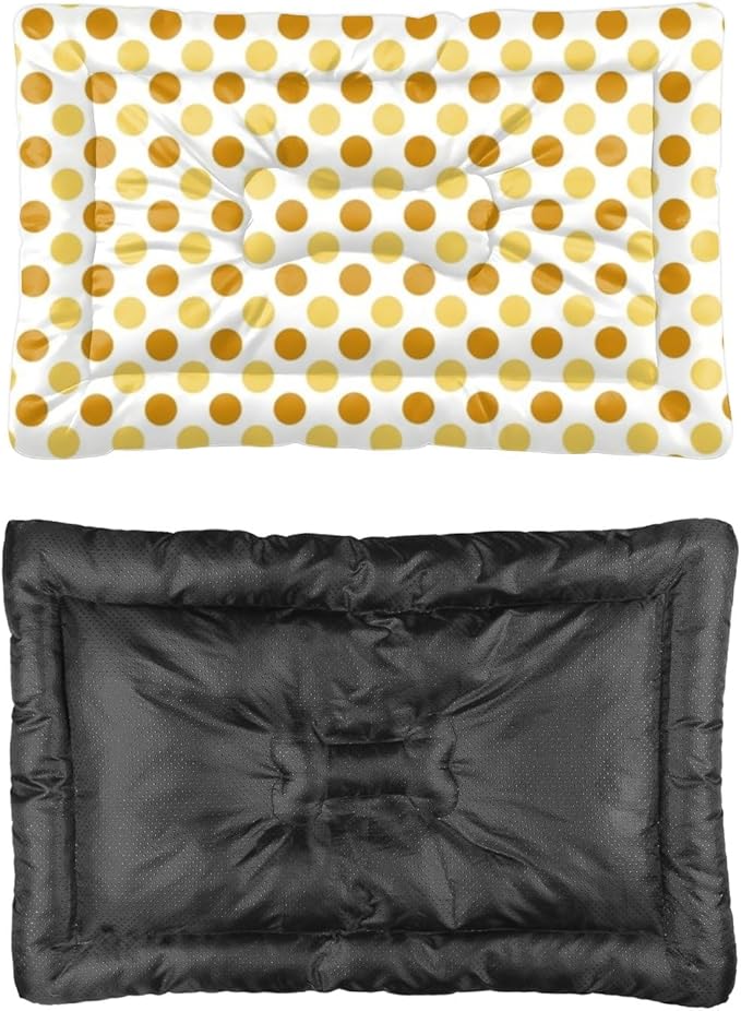 Orange Polka Dot Cute Dog Crate Beds Furniture Dog Crate Mat Pads Washable Bed Washable Non-Slip Beds for Crates Medium Bed for Pet Mat Cushions Indoor Outdoor 36X24 Inch