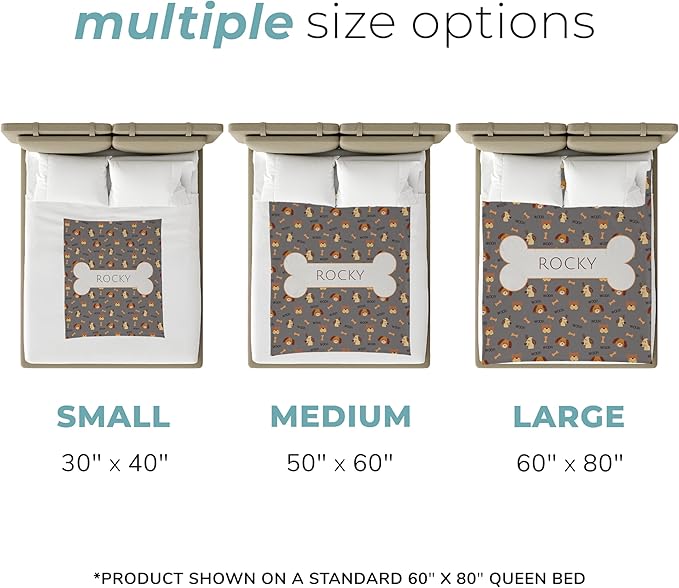 Prints Next Day – Custom 50" x 60" Plush Pet Lightweight Blanket with Name - Gift for Dog or Cat Owners - Personalized Couch Throw - Puppy Patterned - Printed in America