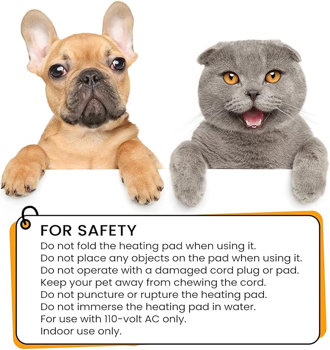 pettycare Pet Heating Pad for Dog Cat, Electric Heating with Steel-Wrapped Cord, 25-Level Timer & 11-Level Temperature Indoor Warming Pads Easy Clean for Puppy Cat Dog S 17.4x14inch