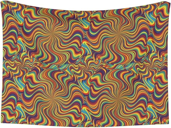 Two Sided Pet Cuddler Blanket for Anxiety Calming, Psychedelic Infinity, Reversible Plush Design with Bubble Dot Pattern Provides Familiar Surface Anywhere