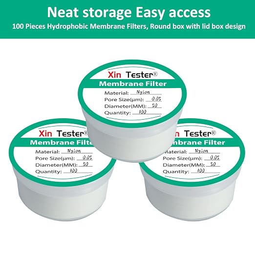 Xin Tester 100 Pieces Nylon Disc Membrane Filters, 50 mm Diameter, 0.05µm Pore