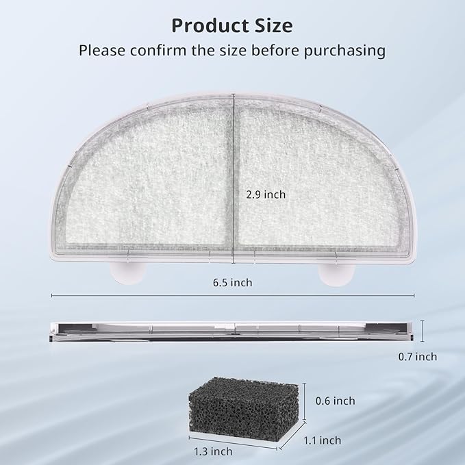 6 Pack Cat Water Fountain Filter, Replacement Filters for WF20/CF20 Wireless Pumps Cat Water Fountain,Triple Filtration System (6 Pcs Sponges)