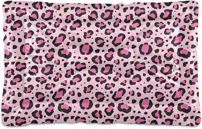 Pet Bed Pink Leopard Print Dog Bed Mat Absorbing Non Slip Pad Pet Sleeping Mat for Small, Medium, and Large Dogs Puppy Cat 36 in x 24 in