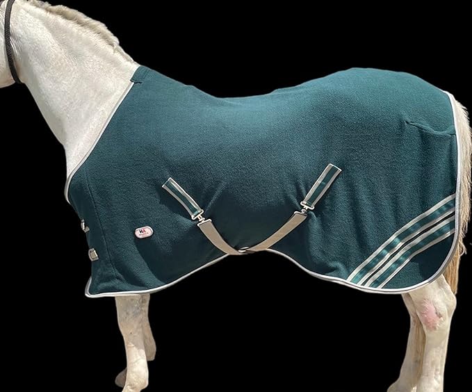 Majestic Ally Anti Pill Fleece Horse Blanket/Sheet with Silver Braided Rope (Hunter Green, 78)