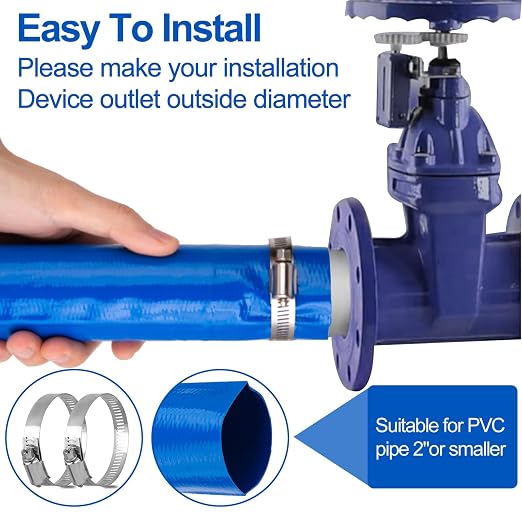 OCGIG 2" x 50 FT Pool Backwash Hose, Heavy-Duty Lay Flat Discharge PVC Hose