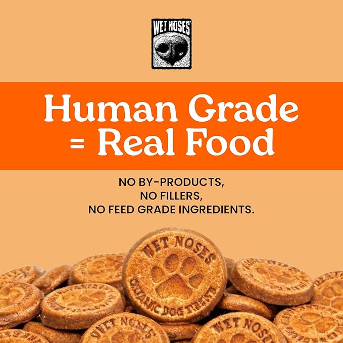 Wet Noses Organic Crunchy Dog Treats Grain Free – All-Natural, Human-Grade, Non-GMO, Healthy Training & Delicious Snacks for Dogs, for All Dog Sizes & Breeds – Carrot & Sweet Potato, 14oz (2 Pack)