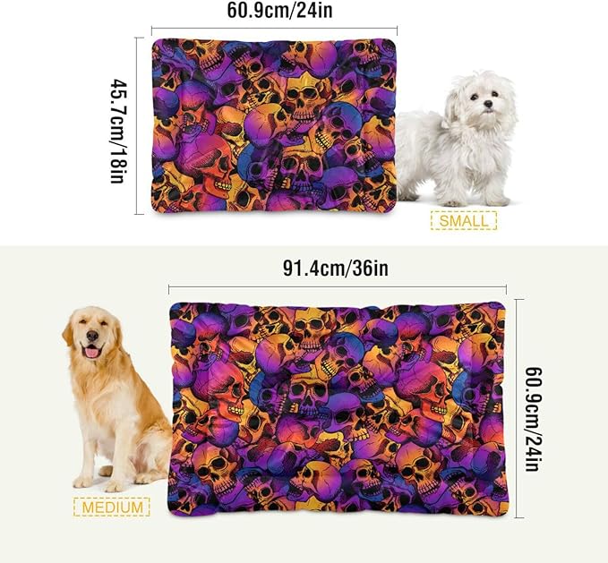 Purple Skull Pet Bed Cute Dog Bed Mat Absorbing Non Slip Pad Pet Sleeping Mat for Small, Medium, and Large Dogs Puppy Cat 24 in x 18 in