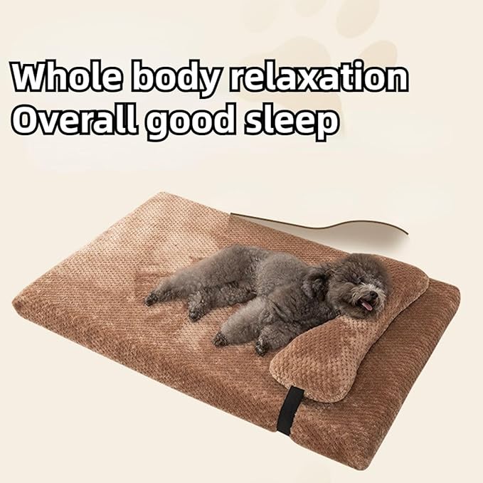 Dog Bed for Small Medium Large Dogs, Dog Mattress with Removable Pillow for Crate Kennel, Sofa Dog Bed, Super Soft Pet Bed for Dogs and Cats, Pet Beds & Furniture (Brown,X-Large)