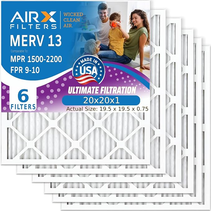 AIRX FILTERS WICKED CLEAN AIR. 20x20x1 Air Filter MERV 13 Electrostatic Pleated