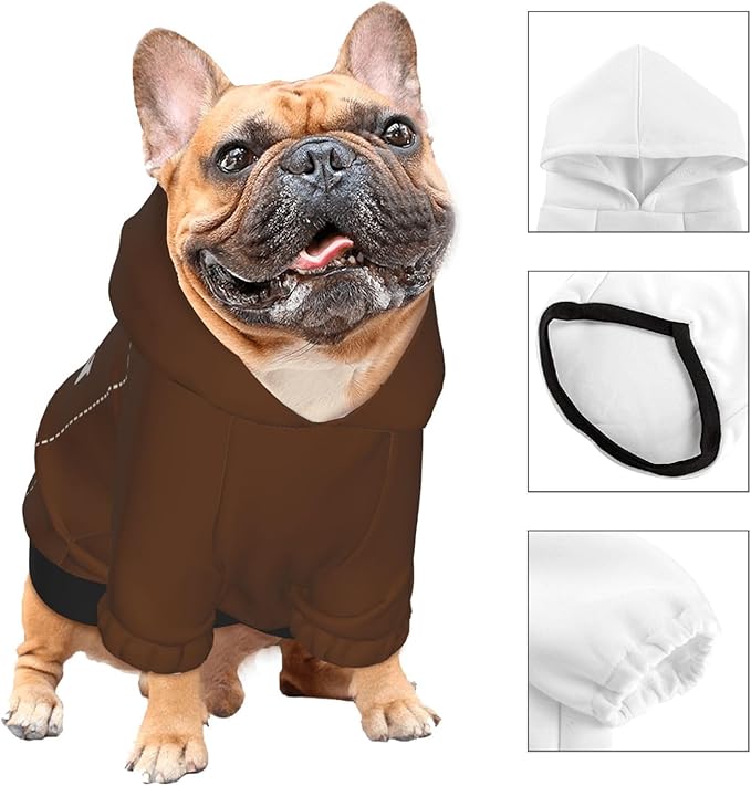 Personalized Chihuahua Dog Hoodie, Custom Pet Warm Sweatshirt Costume with Name Number Photo, Customize ID Clothes for Pupppy Kitten Dogs Cats, Chocolate, M