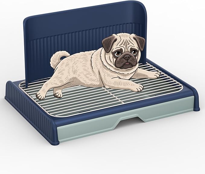 Upgrade Dog Potty Tray with High Wall,23.62"X18.5"Pee Pad Holder,Litter Box for Pet,Mesh Training Holder for Puppy and Small Size Dog,Housebreaking Supplies, Pet Products (Blue)