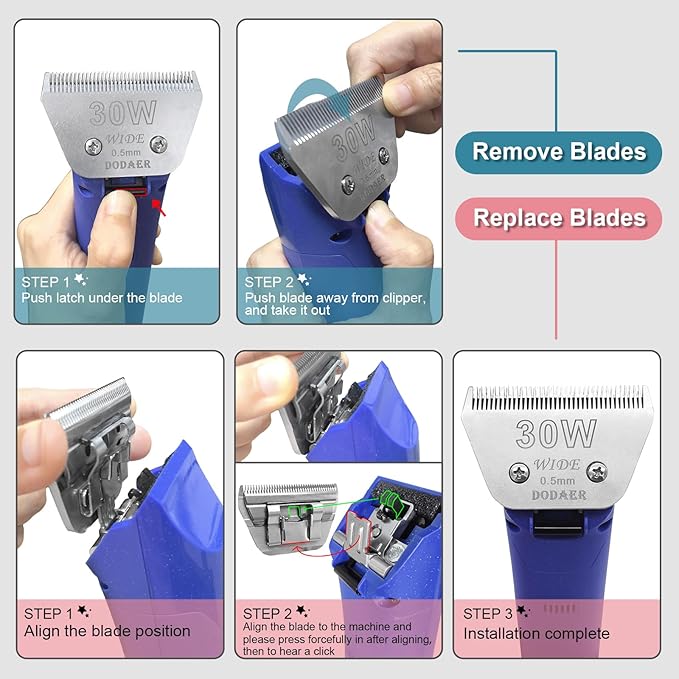 Detachable Pet Dog Grooming Blades-Size 15W Dog Grooming Wide Blade,Cutting Length 3/64" 1.2mm,Compatible with Most Andis,Oster A5,Wahl km10 Clippers