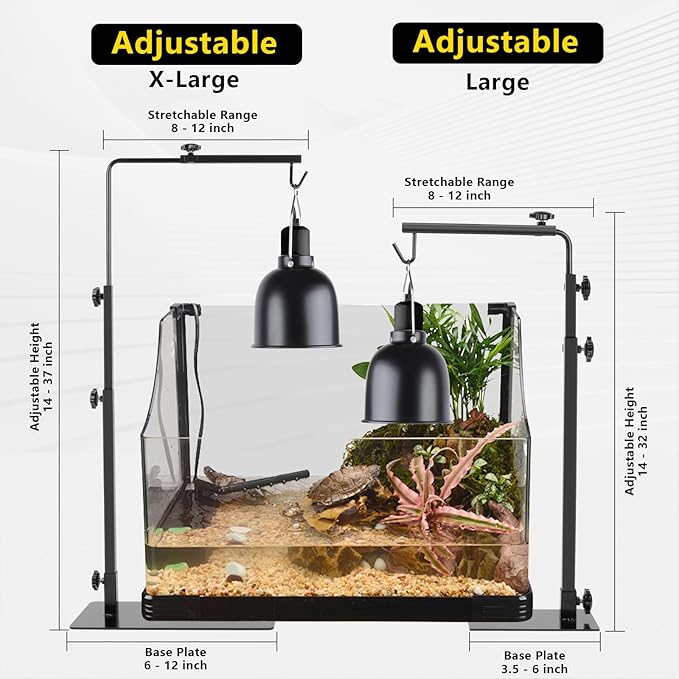 Reptile Lamp Stand, Adjustable 14-32 Inch Heat Lamp Stand, Reptile Light Stand Holder Lamp Hanging Bracket Metal Support for Glass Terrarium