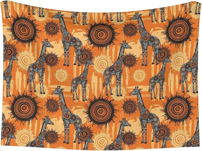 Double Sided Pet Mat for Dog Bed Topper Cat Blanket Furniture Protector, Abstract African Giraffe, Reversible Plush with Tactile Dot Pattern for Style Change