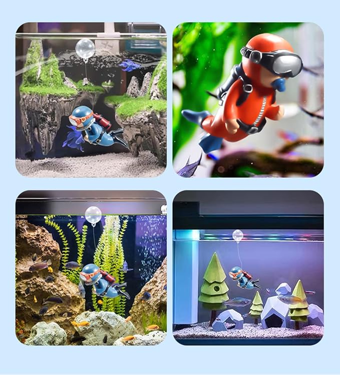 2-Pack Cute Little Diver Aquarium Decorations - Floating Aquarium Accessories for Fish Tanks