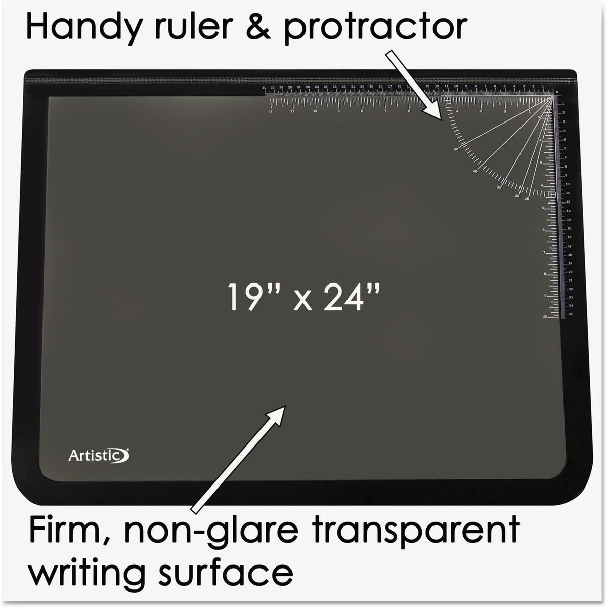 Logo Pad Desktop Organizer with Clear Overlay, 24 x 19, Black