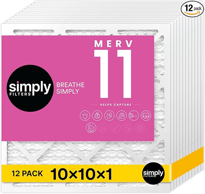 Simply 10x10x1 Air Filter, MERV 11, 12 Pack,