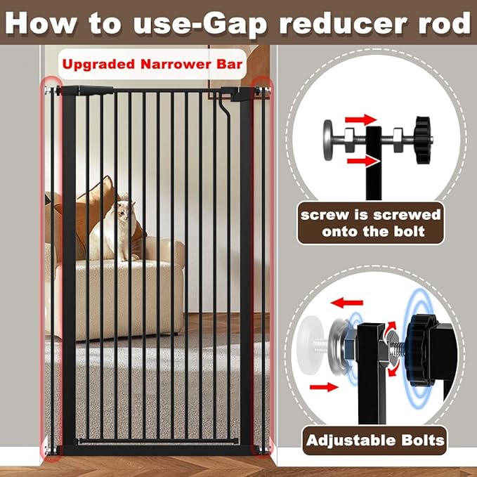 Fairy Baby 51.18" Extra Tall Cat Gate for Doorway, 29.5"-40.5" Extra Wide Pet Gate Dog Barrier Indoor for Cats Dogs, Kid Puppy Dog Gate No Jumping Over & No Climb, Metal Child Safety Proof Gate, Black